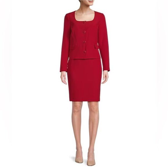 Nipon Boutique Skirt Suit Women's Plus Size 16 Red 2-Piece Blazer & Skirt NWT - Picture 1 of 10
